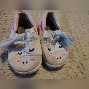 Baby Girl Rainbow Glitter Unicorn Slip On Shoes With Tassel Size 4